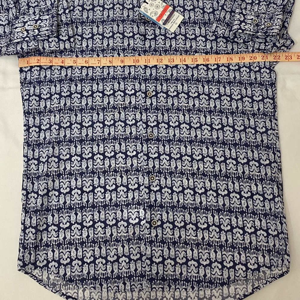 NWT Dario Beltran men’s long sleeves blue and white tribal shirt. Size M - Picture 4 of 8